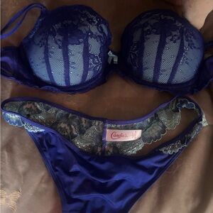Candie's Royal Blue Lace Push-Up Bra & Thong Bikini Set